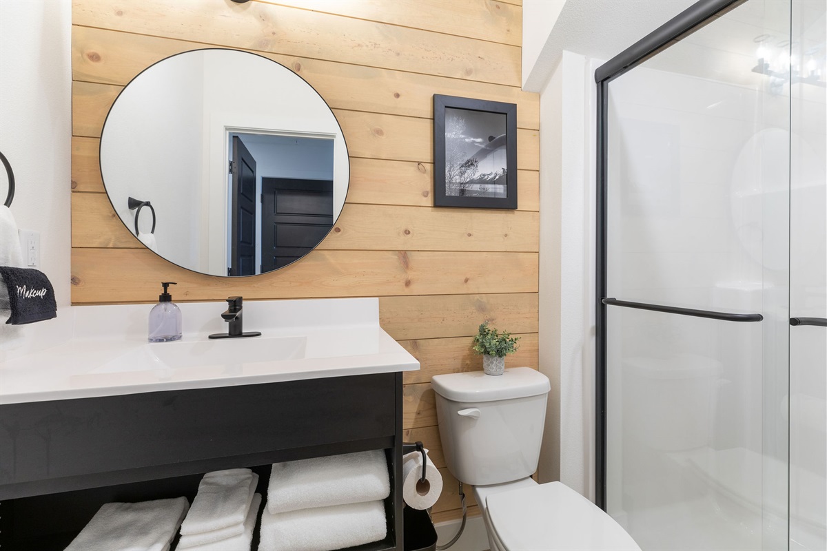 Lower level guest bathroom. Bunk room will use this bathroom