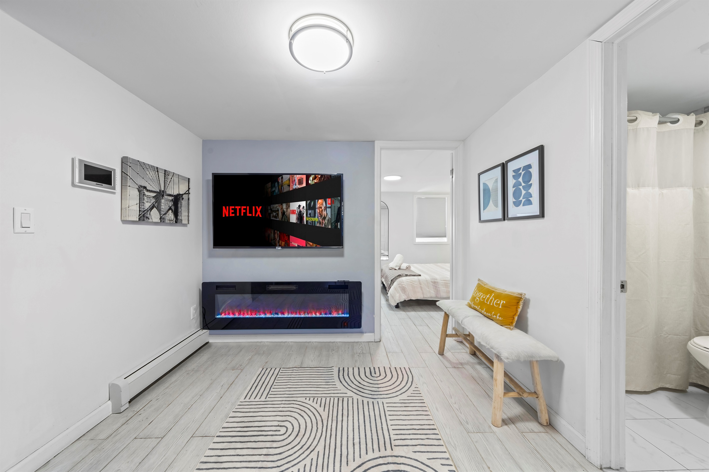 Turn on the fireplace, cue up Netflix, and relax into an easy evening that feels worlds away from the city buzz.