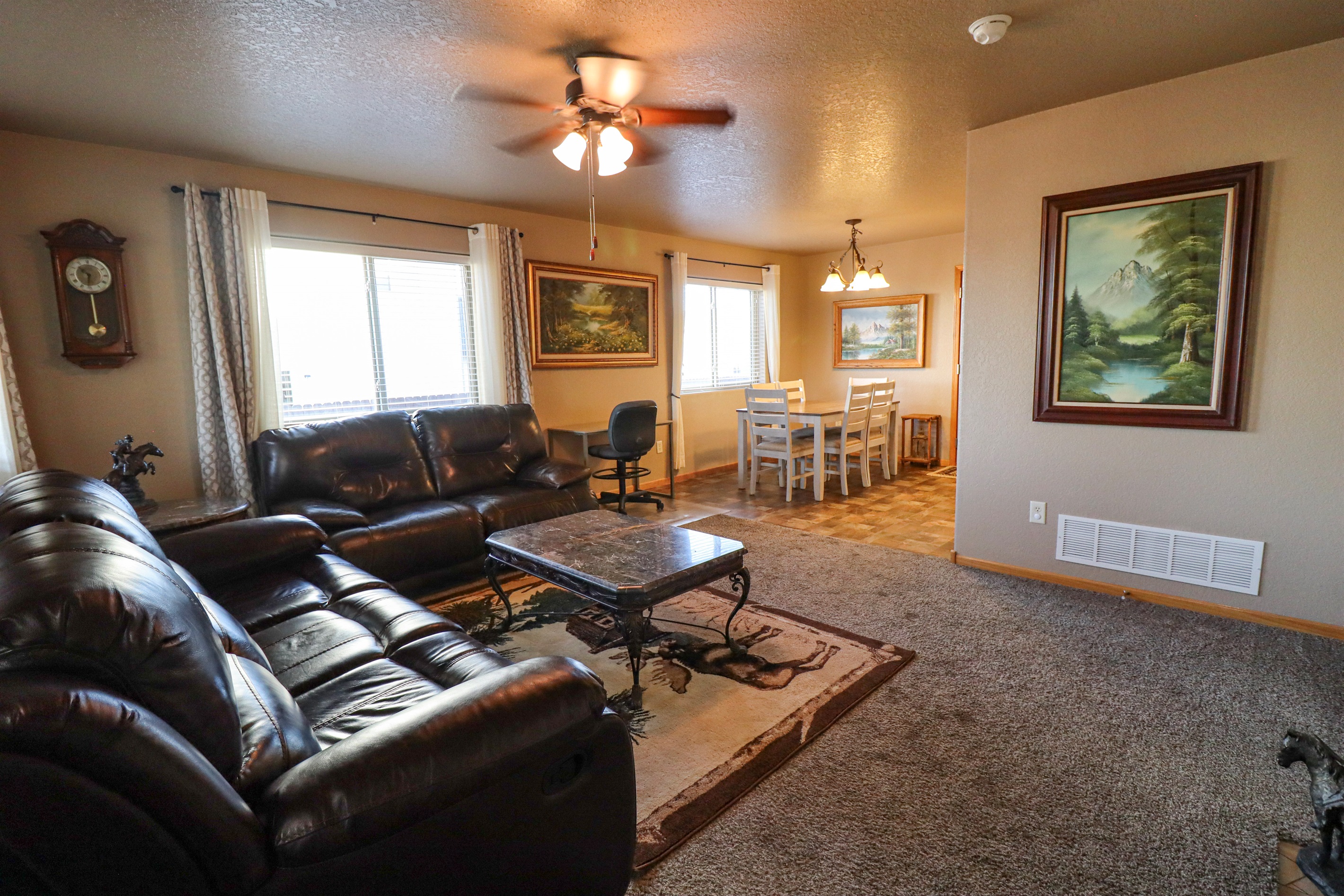 Open concept living and dining area