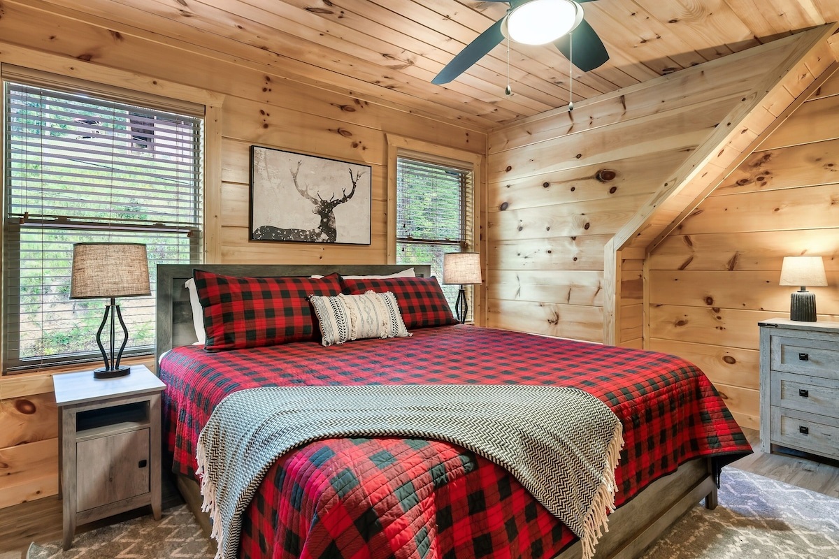 The king bed is spacious and comfortable, with reading lights & bedside tables.