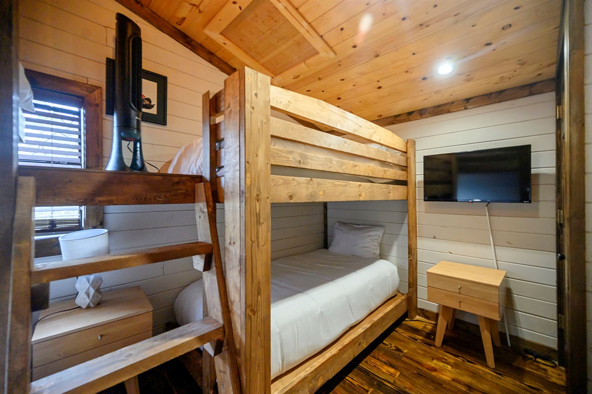 Second Level Bunk Room 4 Twins and Smart TV