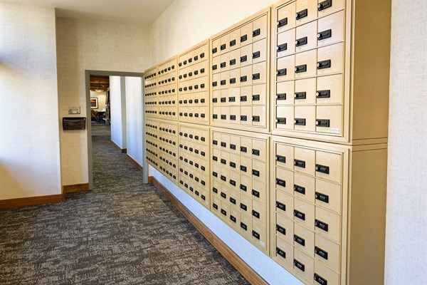 Lockboxes located to the right of the front desk