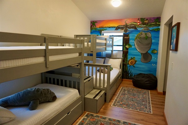 Bunk Room with Manatee Mural from local Artist Gnarly Carly