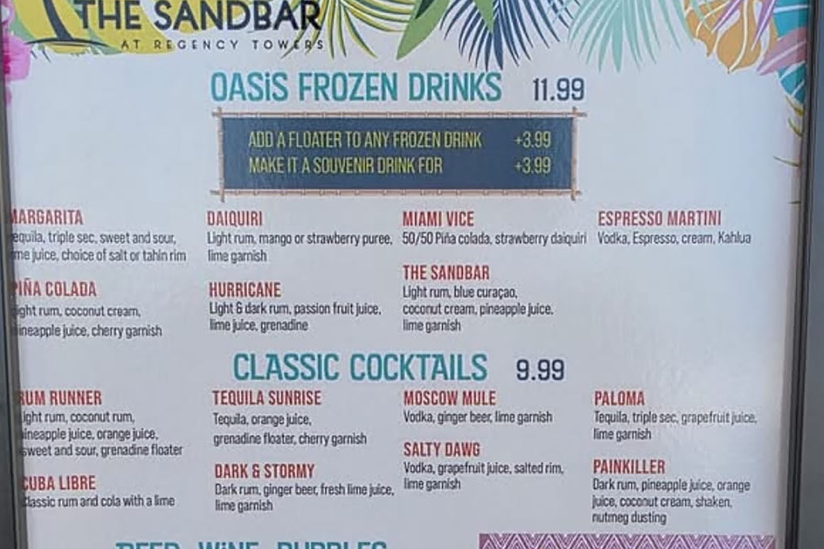 Live it up with libations from The Sandbar