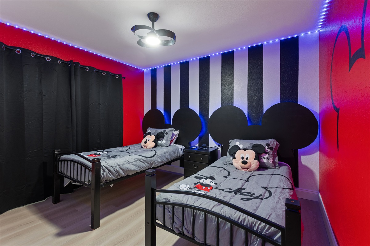 Mickey themed twin bedroom upstairs