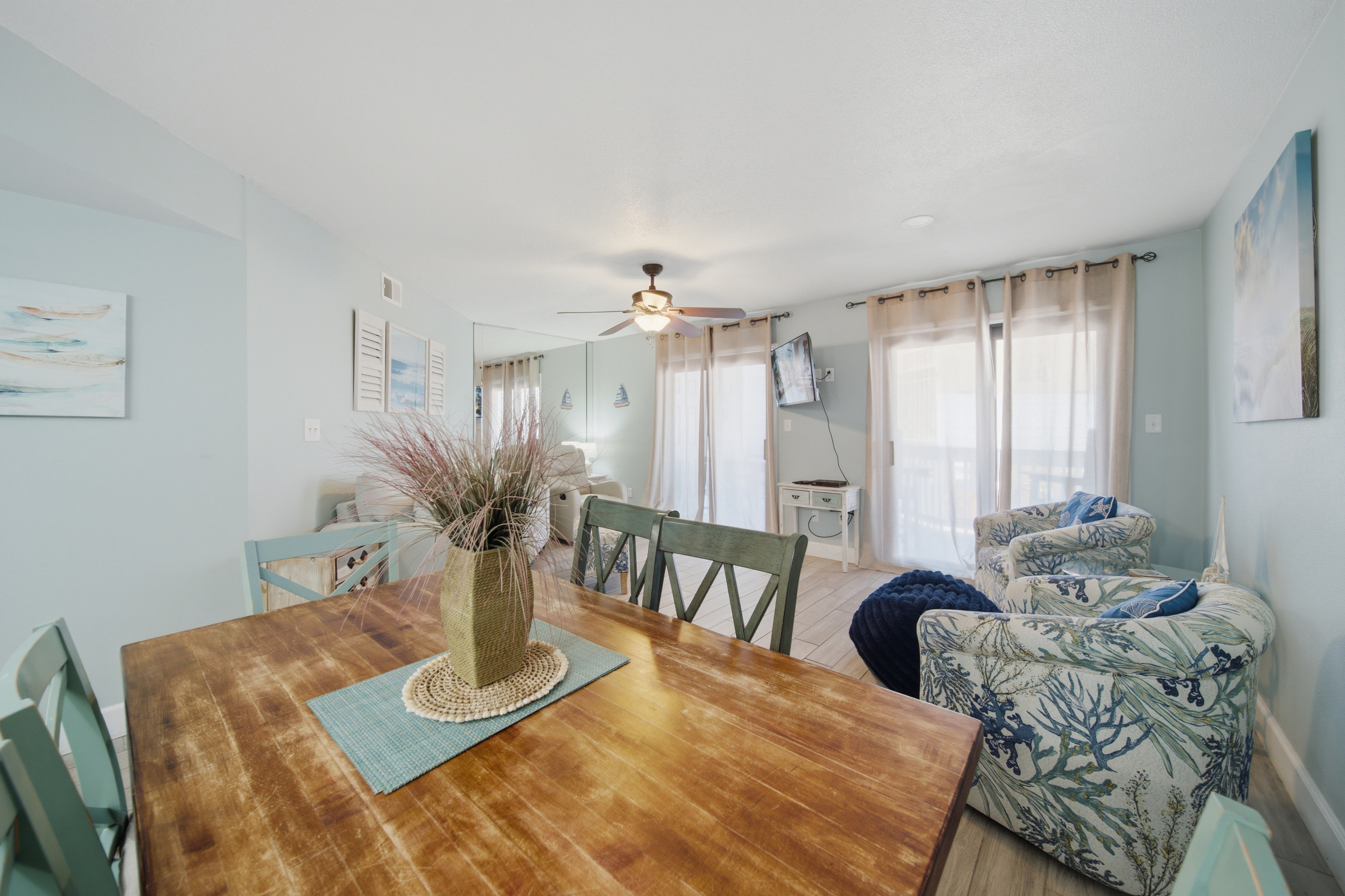Dining area flows right into the living room