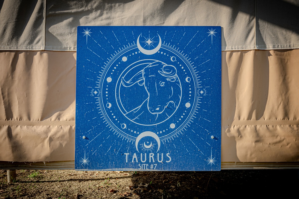 When you see this sign on the back of the tent, you'll know you've arrived.