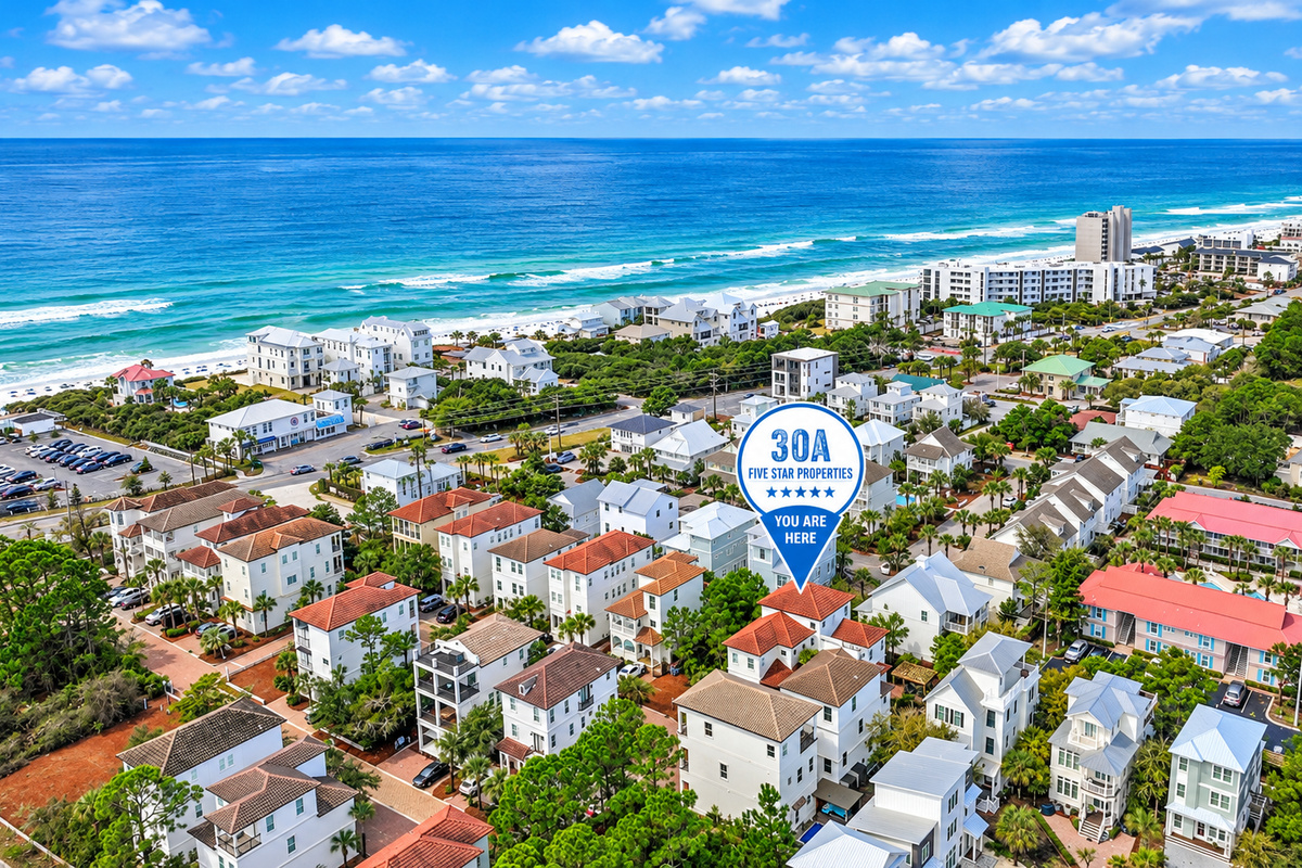 Aerial view of the neighborhood and coastline
