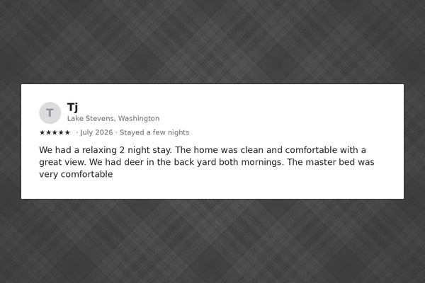 Guests keep coming back to the deer — “we had deer in the back yard both mornings” is a common line in the reviews.