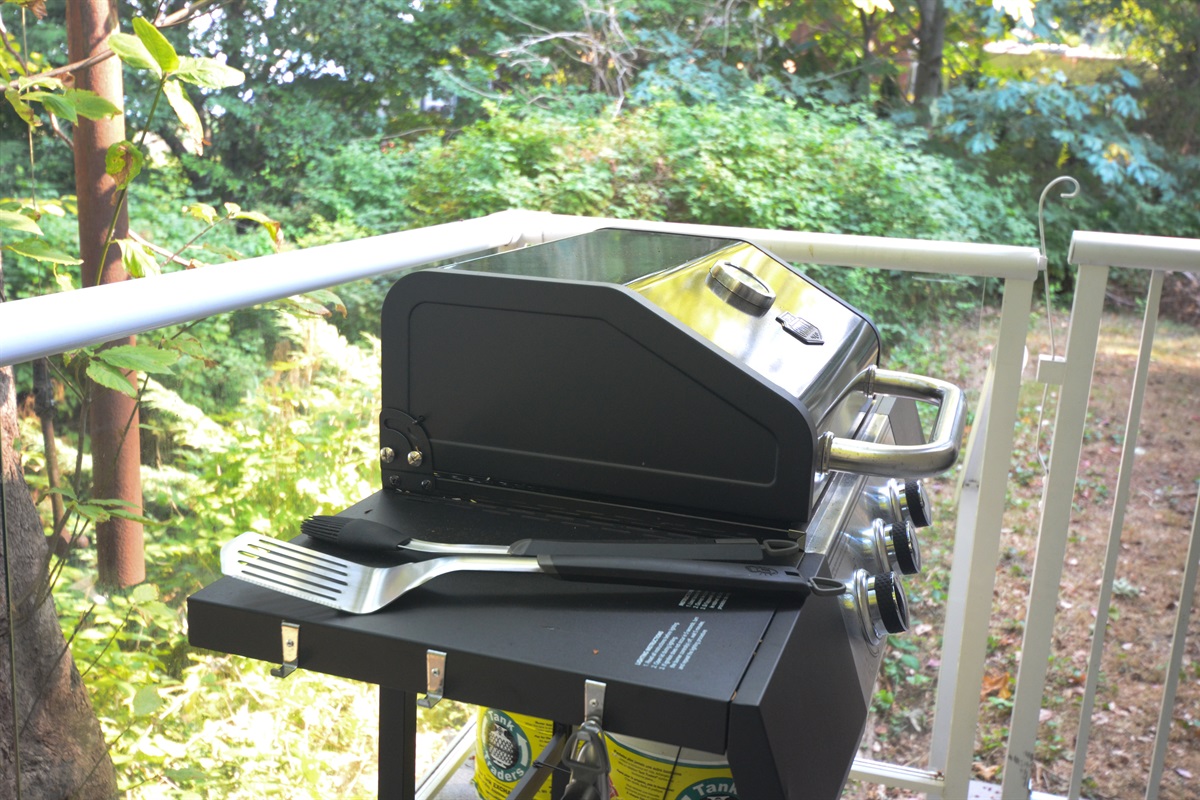 Propane BBQ on the deck for outdoor grilling