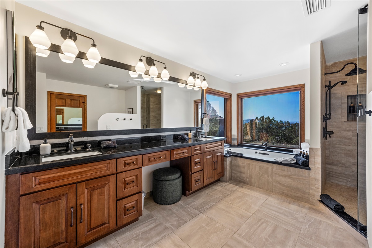 Ensuite Bathroom 1
Double vanity, deep soaking tub, and spacious walk-in shower—your private spa retreat.