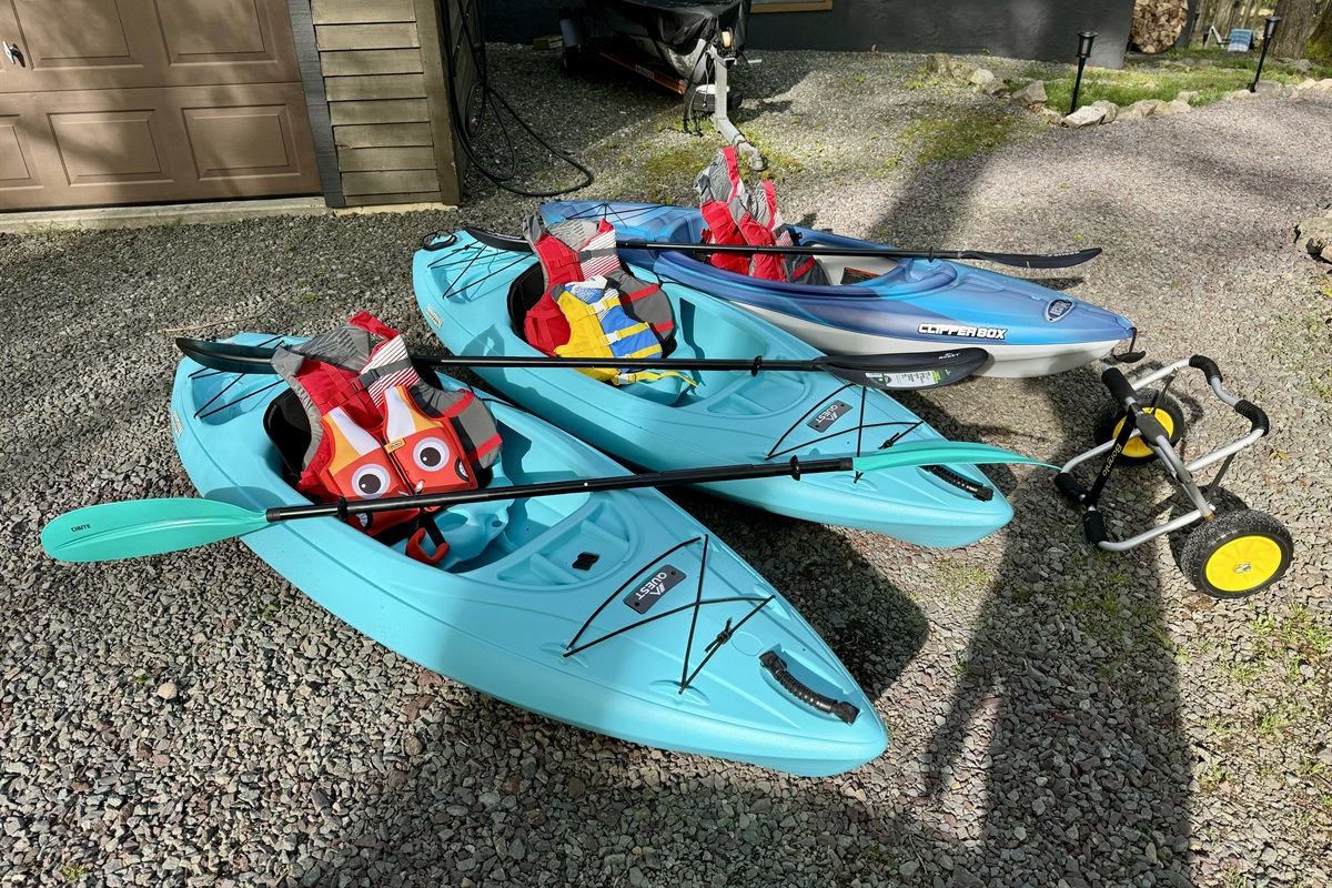 “Kayaks and gear ready for adventure — lake days made simple.”