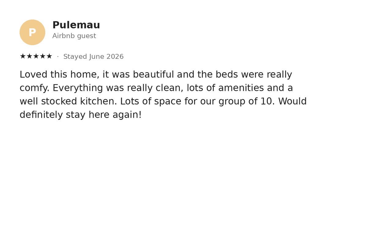 A real five-star guest review — Guest Favorite.