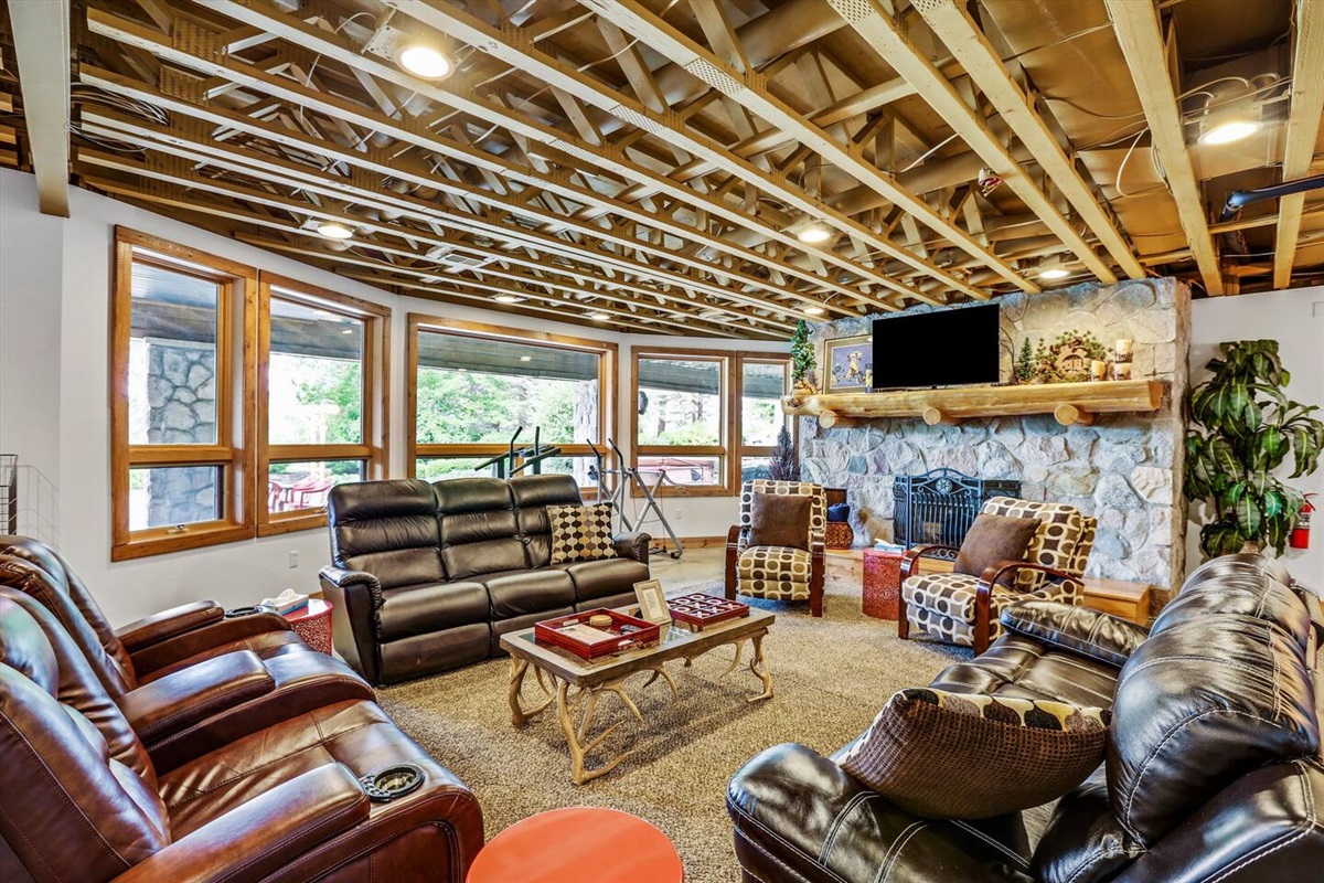 Lower Level Living Space with Game Room, Bar