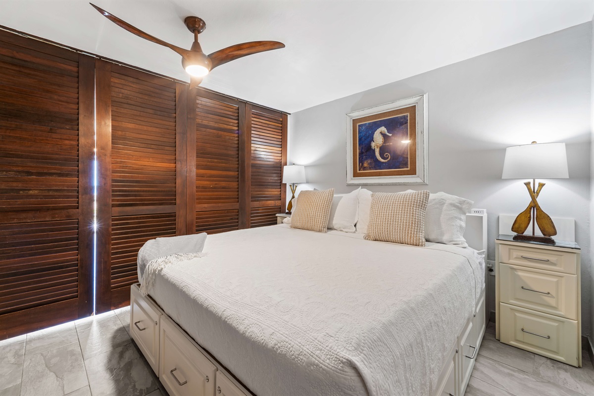 The bedroom can also be closed off from the rest of the condo for privacy 