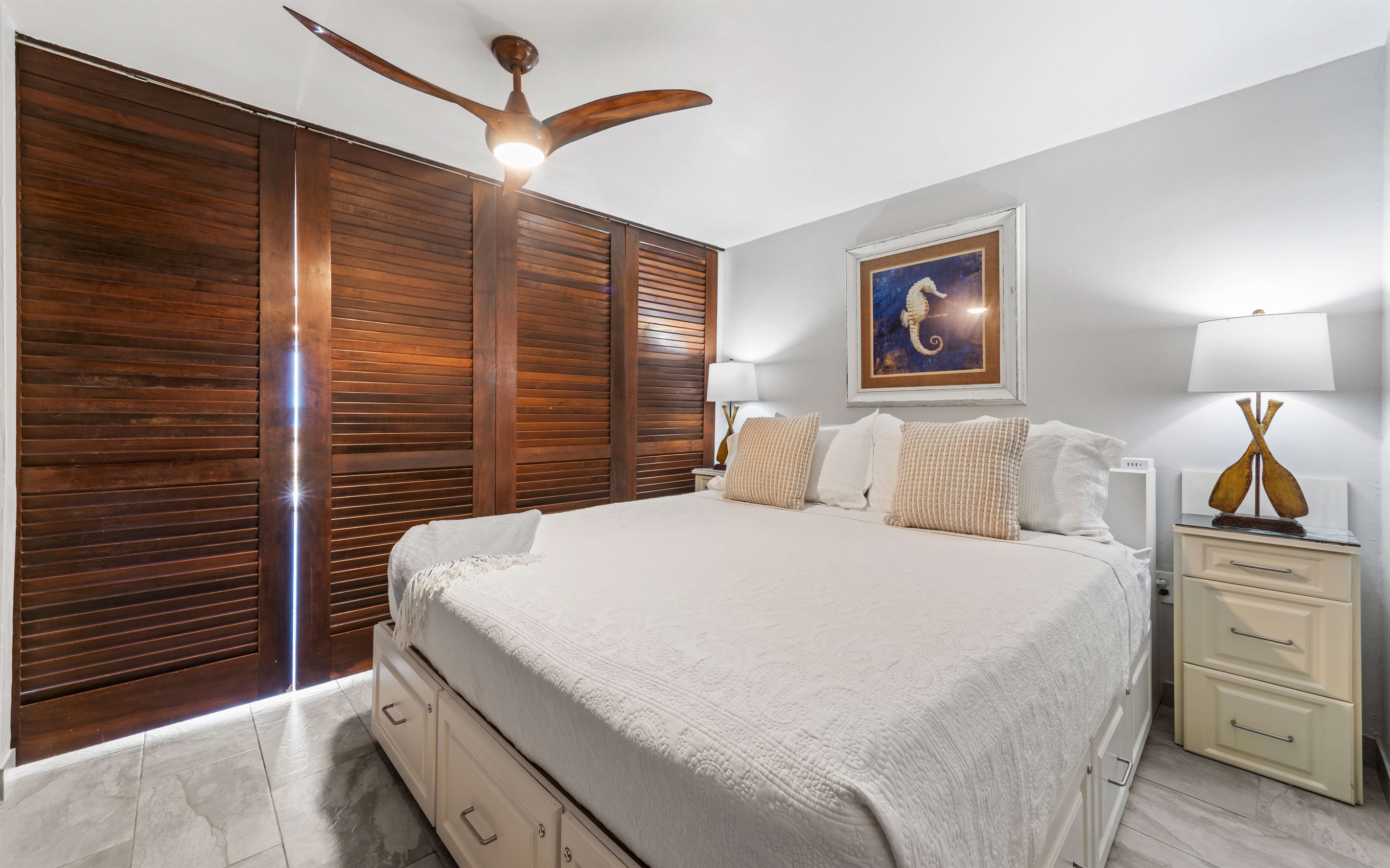 The bedroom can also be closed off from the rest of the condo for privacy 