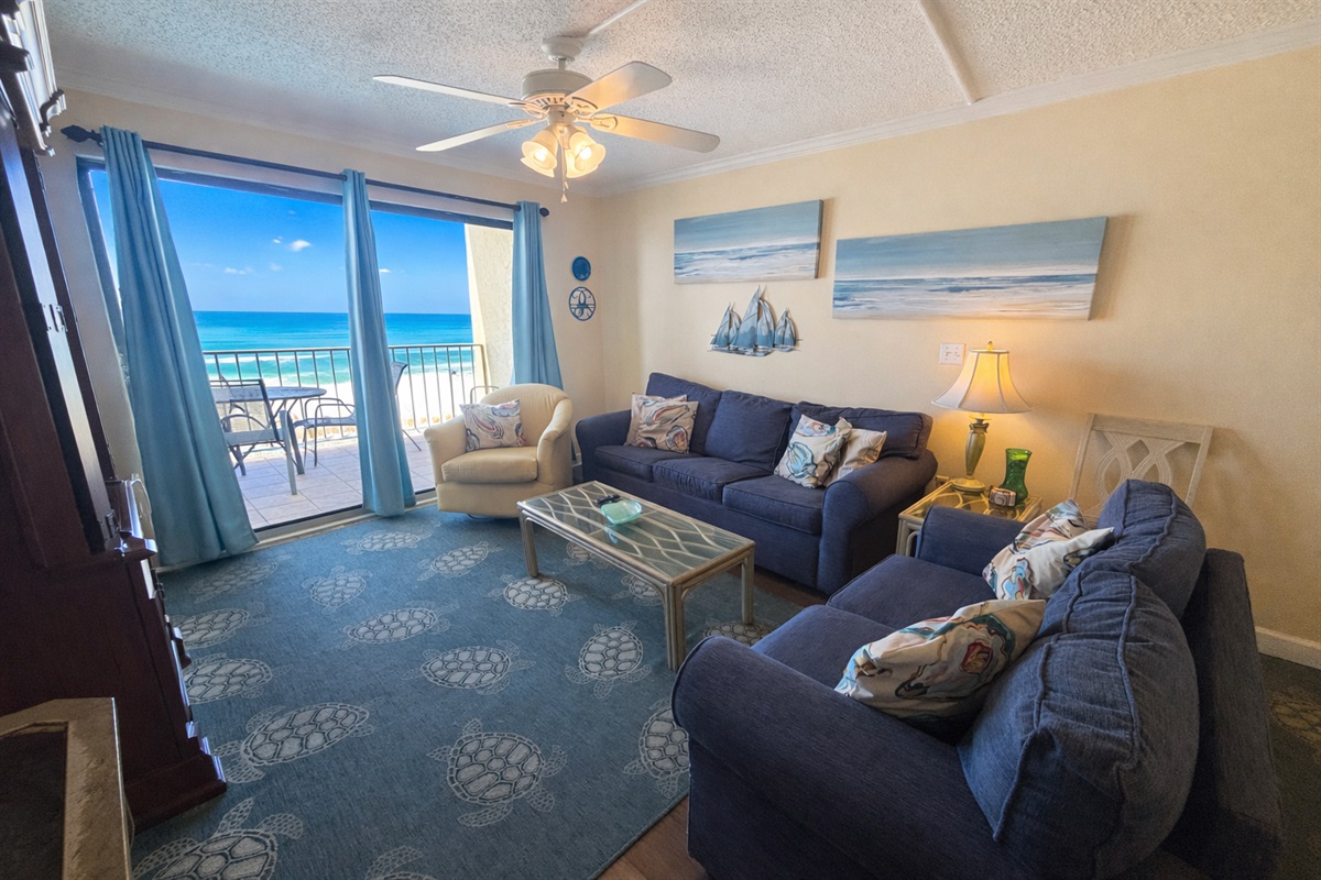 Enjoy beautiful views while relaxing in the living room