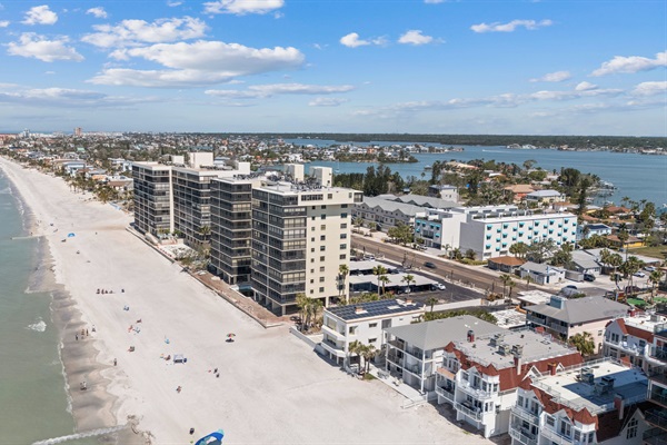 Can you spot your new home away from home? It's right across the street from the beach!