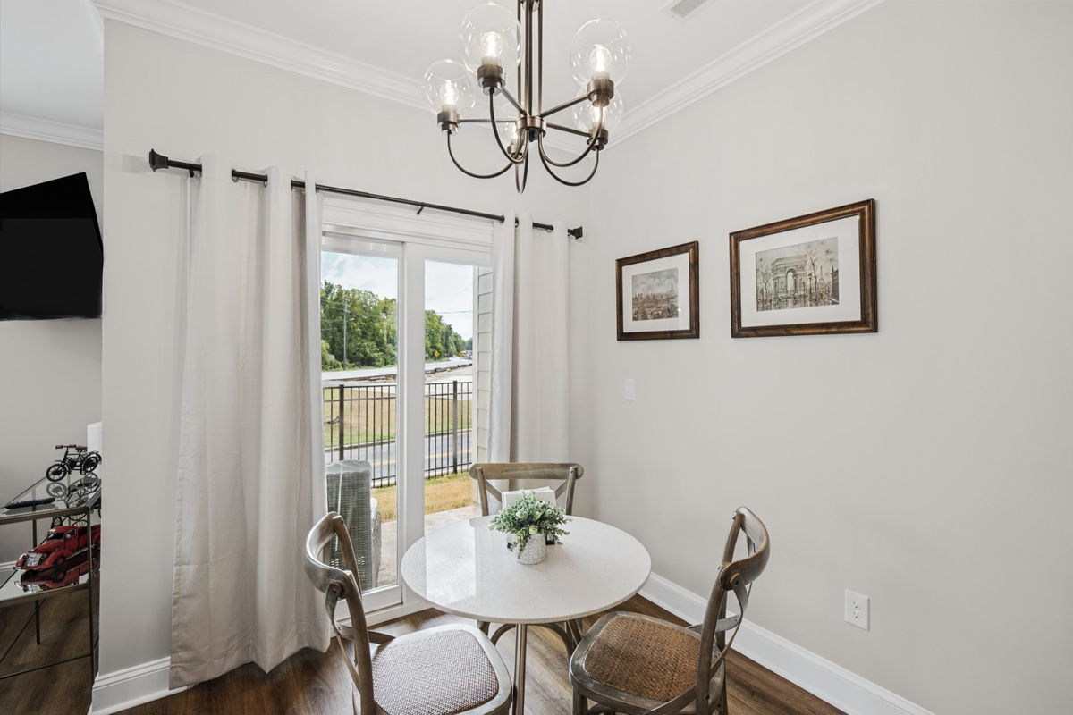 Casual dining with a view out to the covered patio