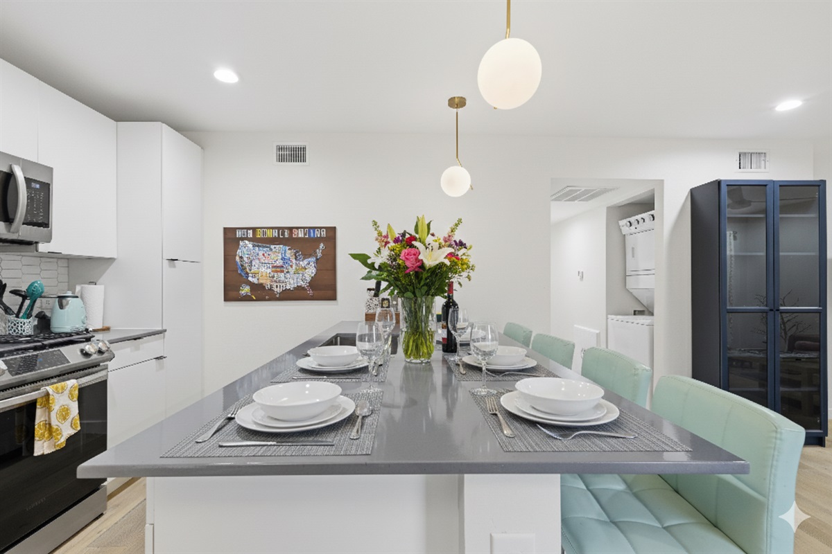 fully stocked gourmet kitchen