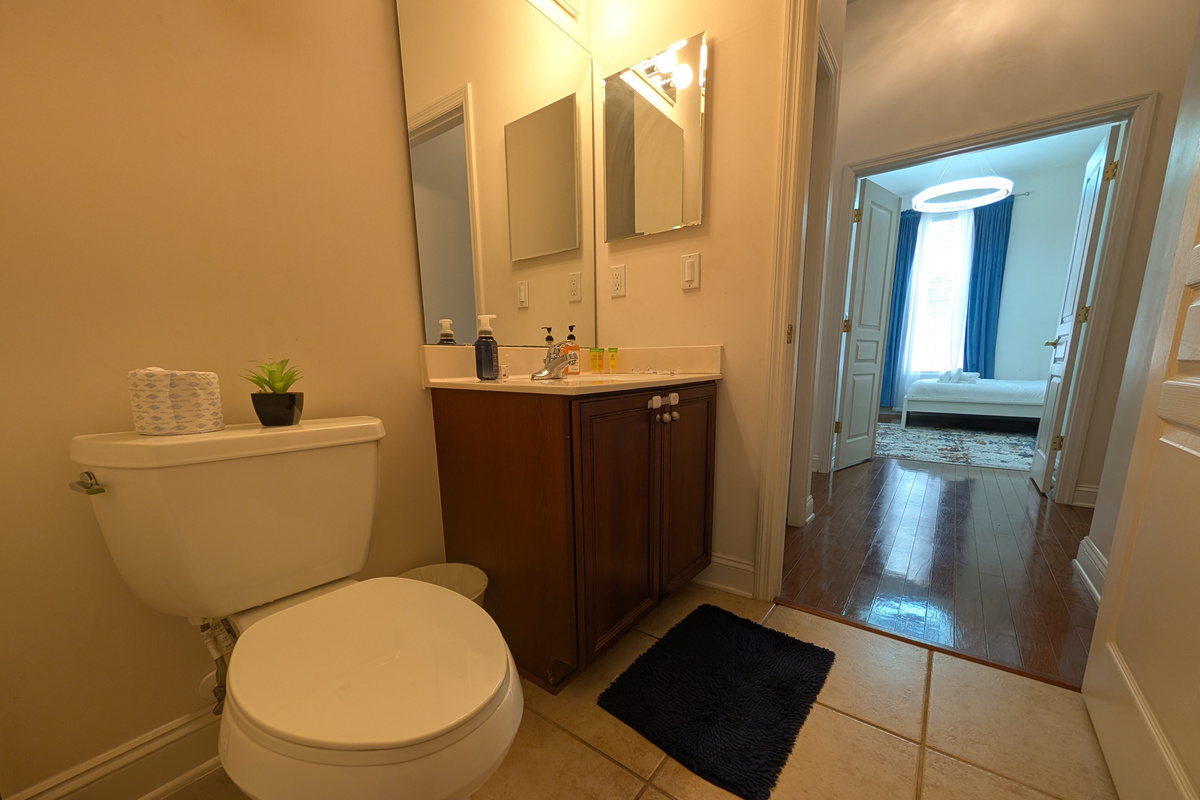Convenient full bathroom located just steps from the guest bedroom.