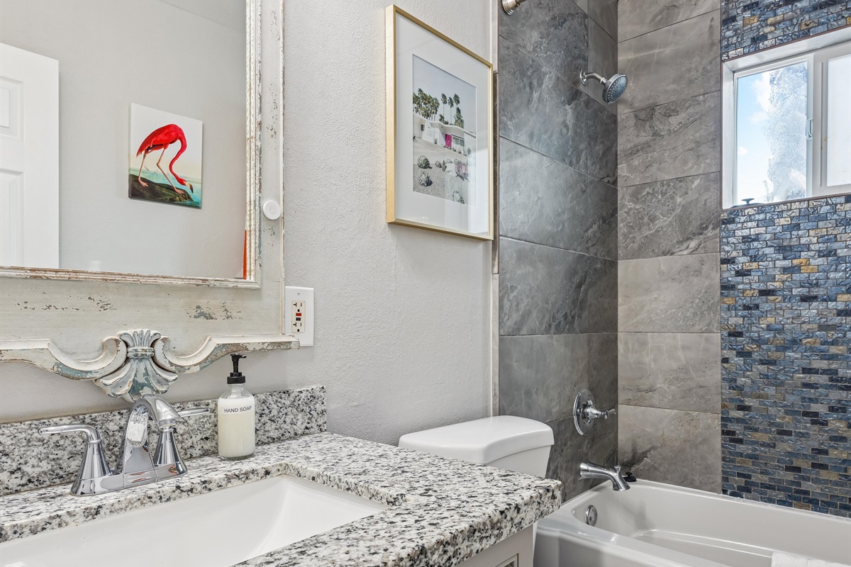 Bathroom #2 is fully renovated with a tub/shower combo