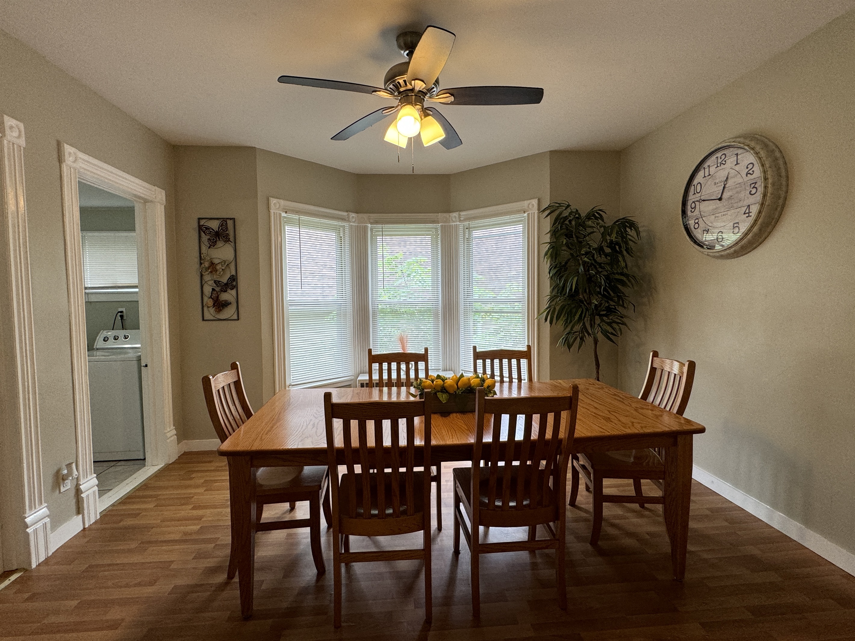 Dining room with bathroom/laundry beyond