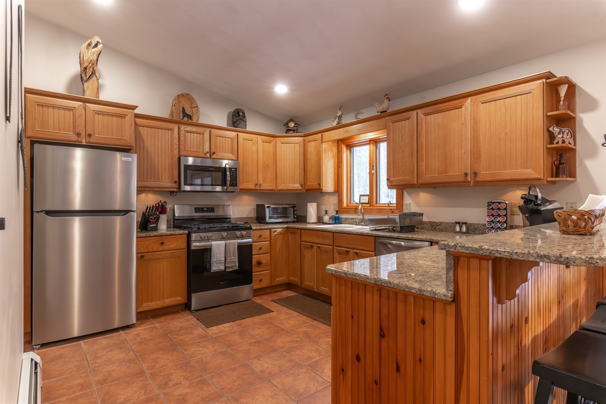 Enjoy a fully stocked kitchen with everything you will need to cook and entertain for your stay!