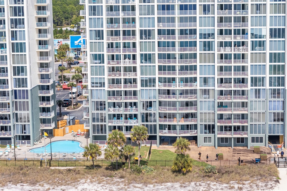 From the water looking back at Long Beach Resort Tower 1
