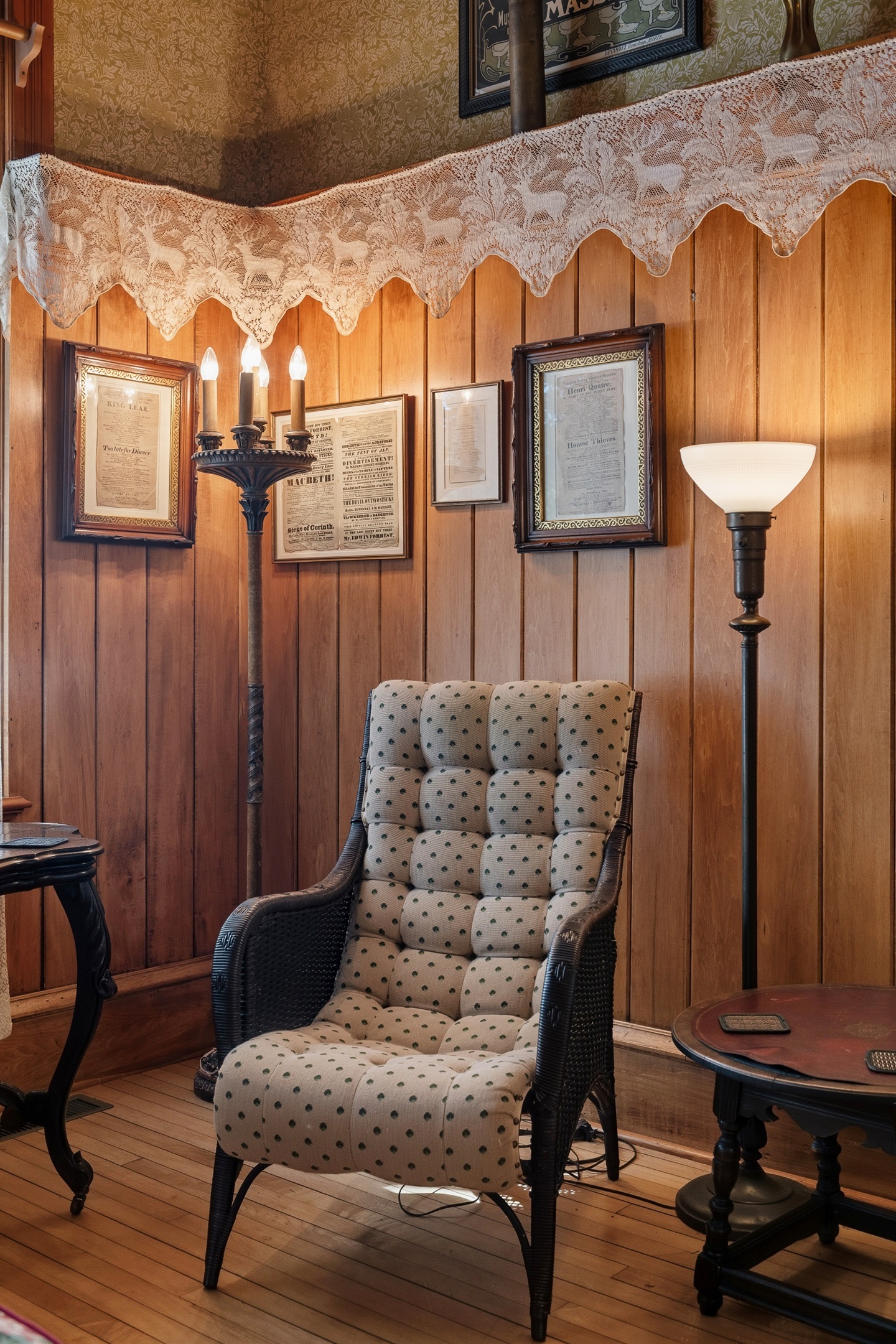 Quiet reading nook w/ upholstered chair & floor lamp