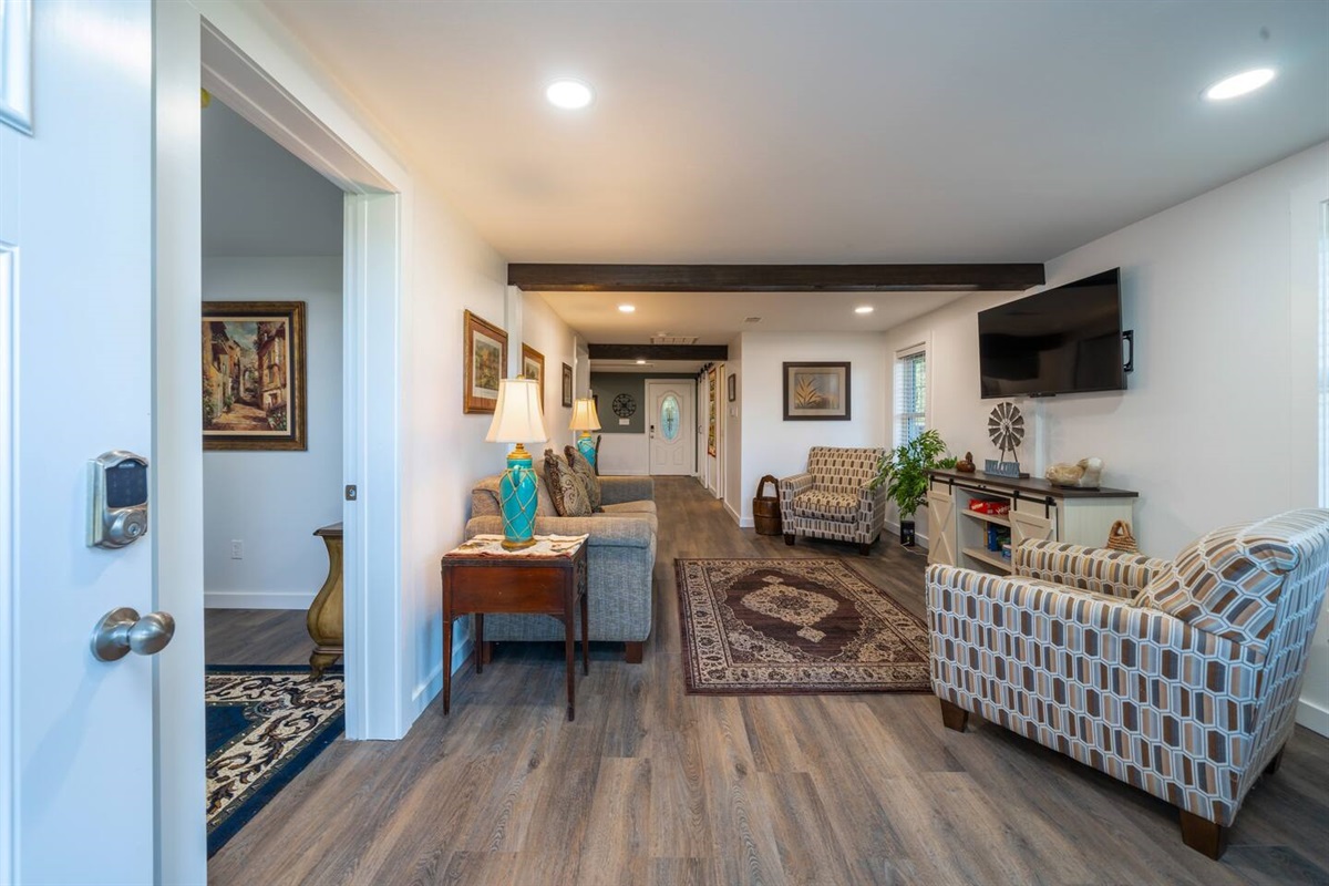 Living room and bedroom on left side