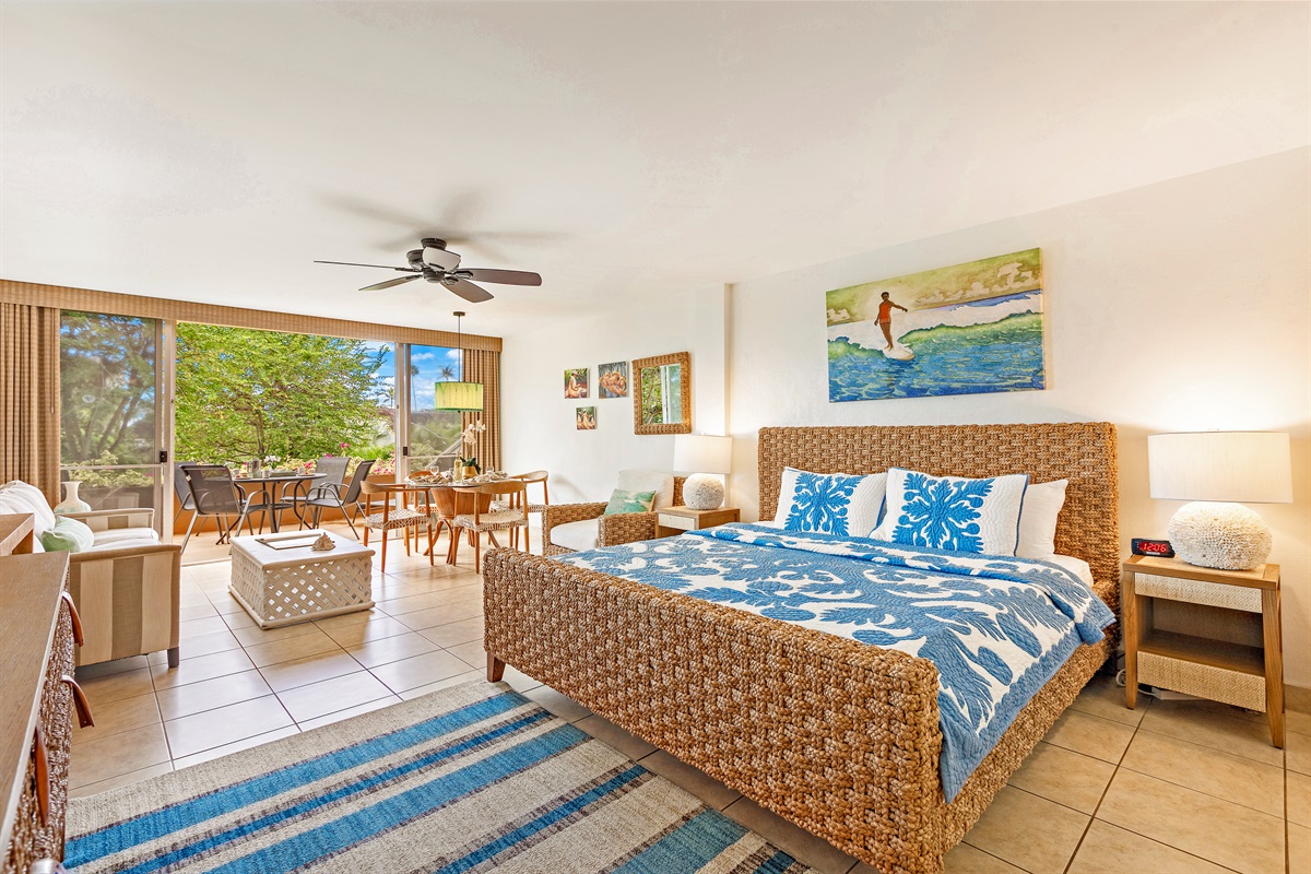 Welcome to Ka'anapali Villa #A219 – Your tropical studio retreat awaits with a cozy king bed and island-inspired decor