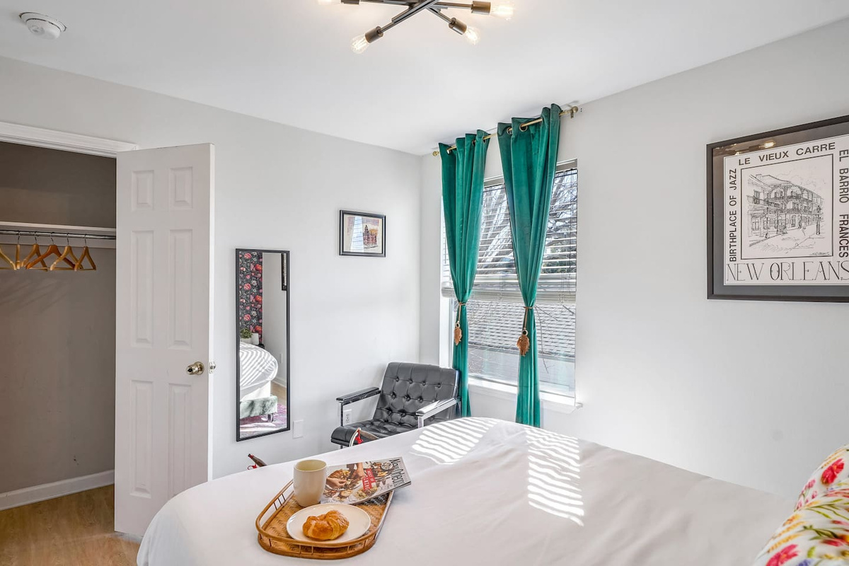 You'll find everything you need in every bedroom - closets with hangers, luggage racks, full-length mirrors, comfy down pillows, memory foam mattresses, luxury linens, and fun design elements everywhere! 