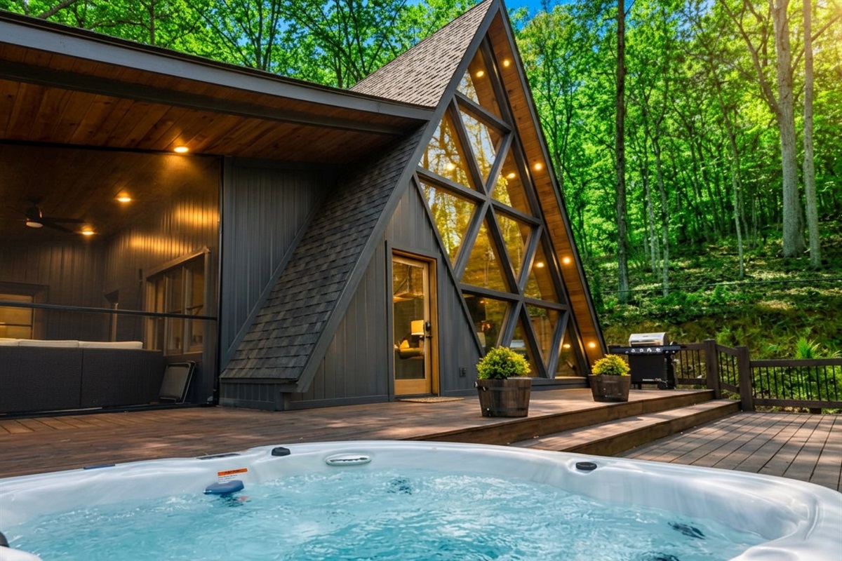 Your own private A-frame retreat and a bubbling hot tub under the trees&mdash;your dream escape is ready when you are.