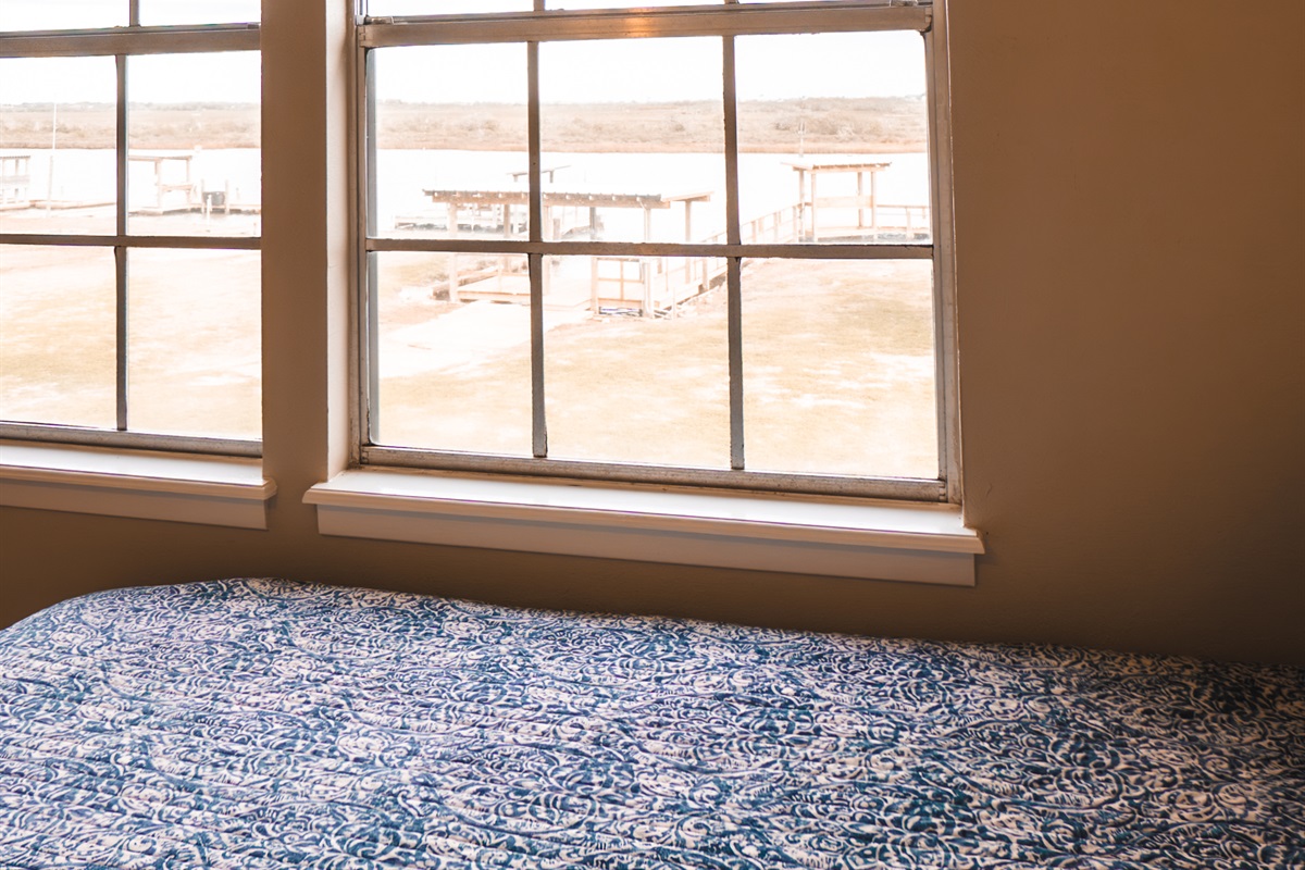 Bedroom with 2 queens and Caney Creek view!