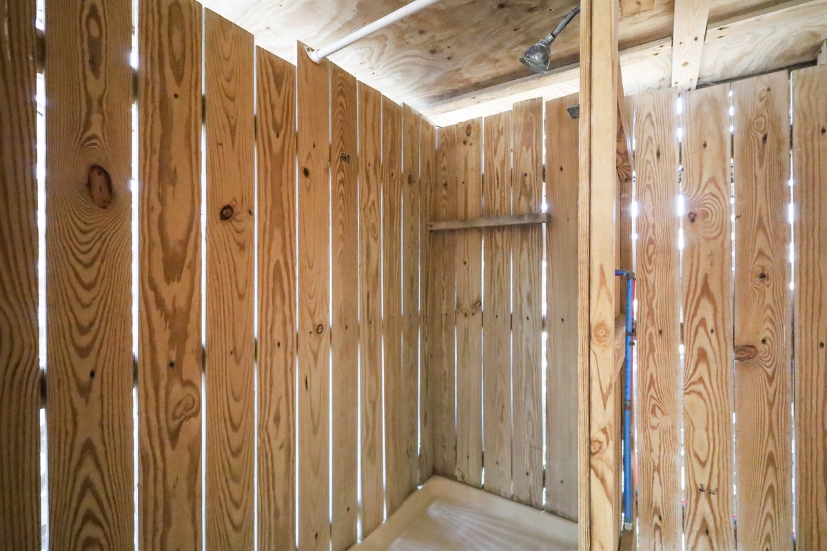 Outdoor shower, perfect after a day at the beach