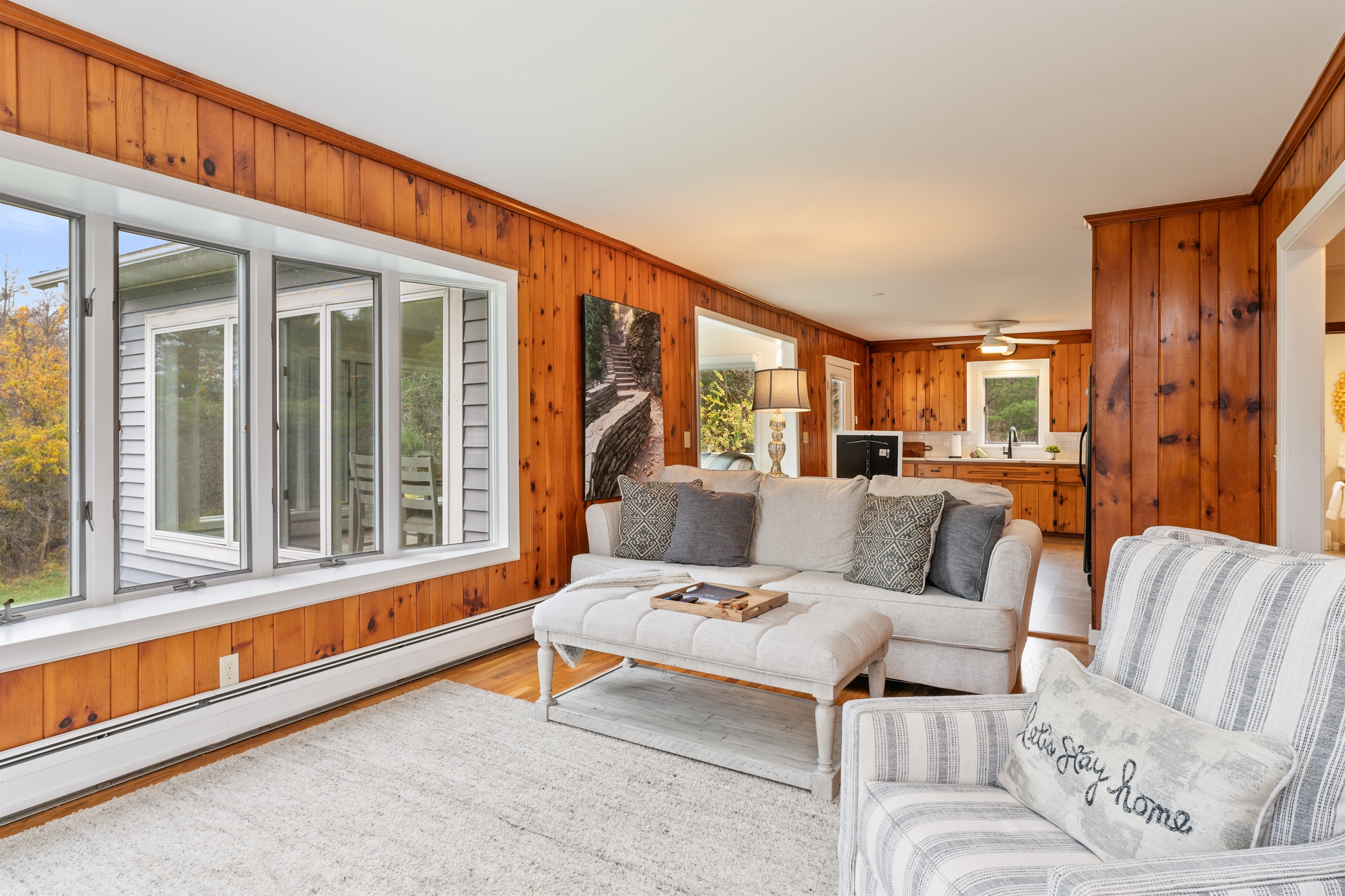 Spacious living room with cozy seating