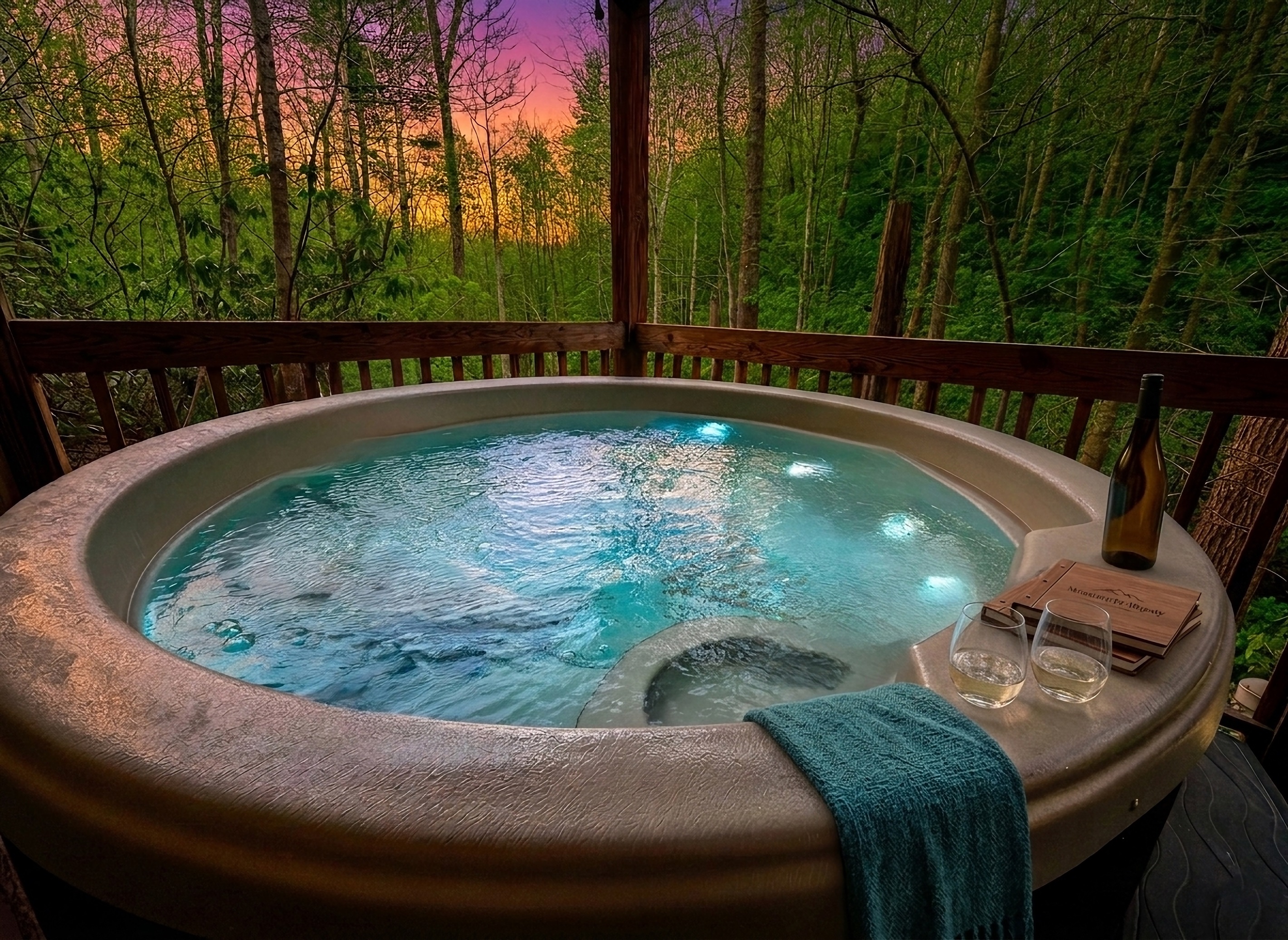 Relax in the hot tub with forest view. Read a book, have a soothing beverage, end the day feeling great!