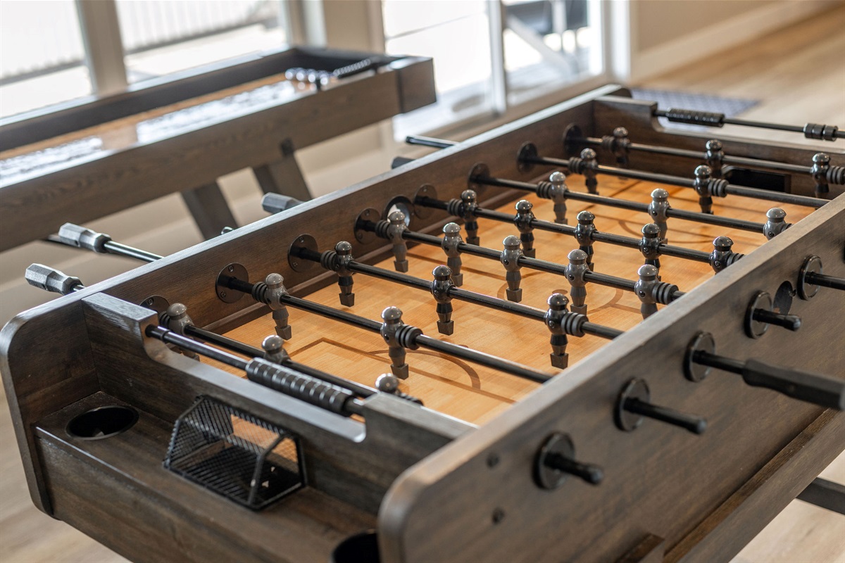 Upper level entertainment! Shuffleboard and Fooseball