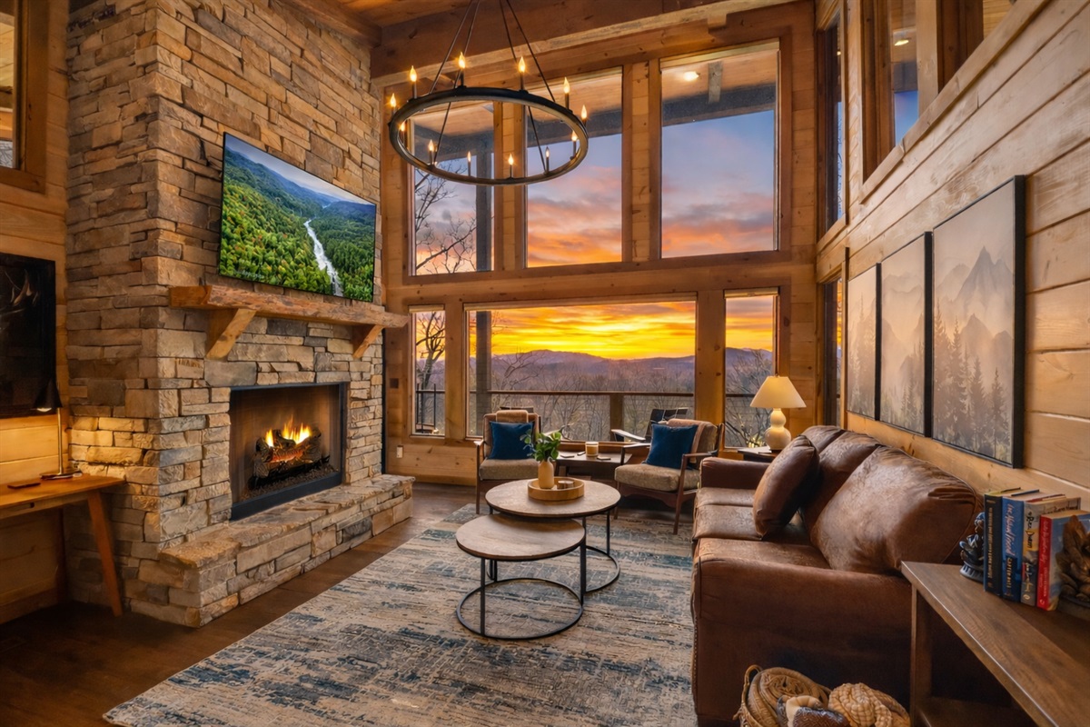 Incredible Mountain and Sunset Views from the warmth of the living room