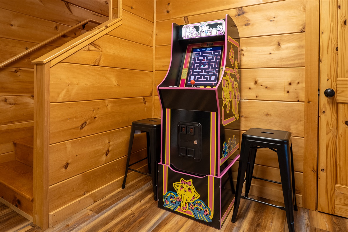Get your game on! Our PacMan arcade machine is ready for endless fun and a touch of nostalgia.