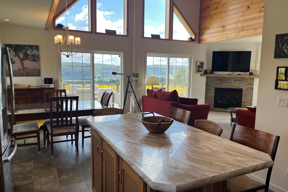 Open floor plan overlooking the lake