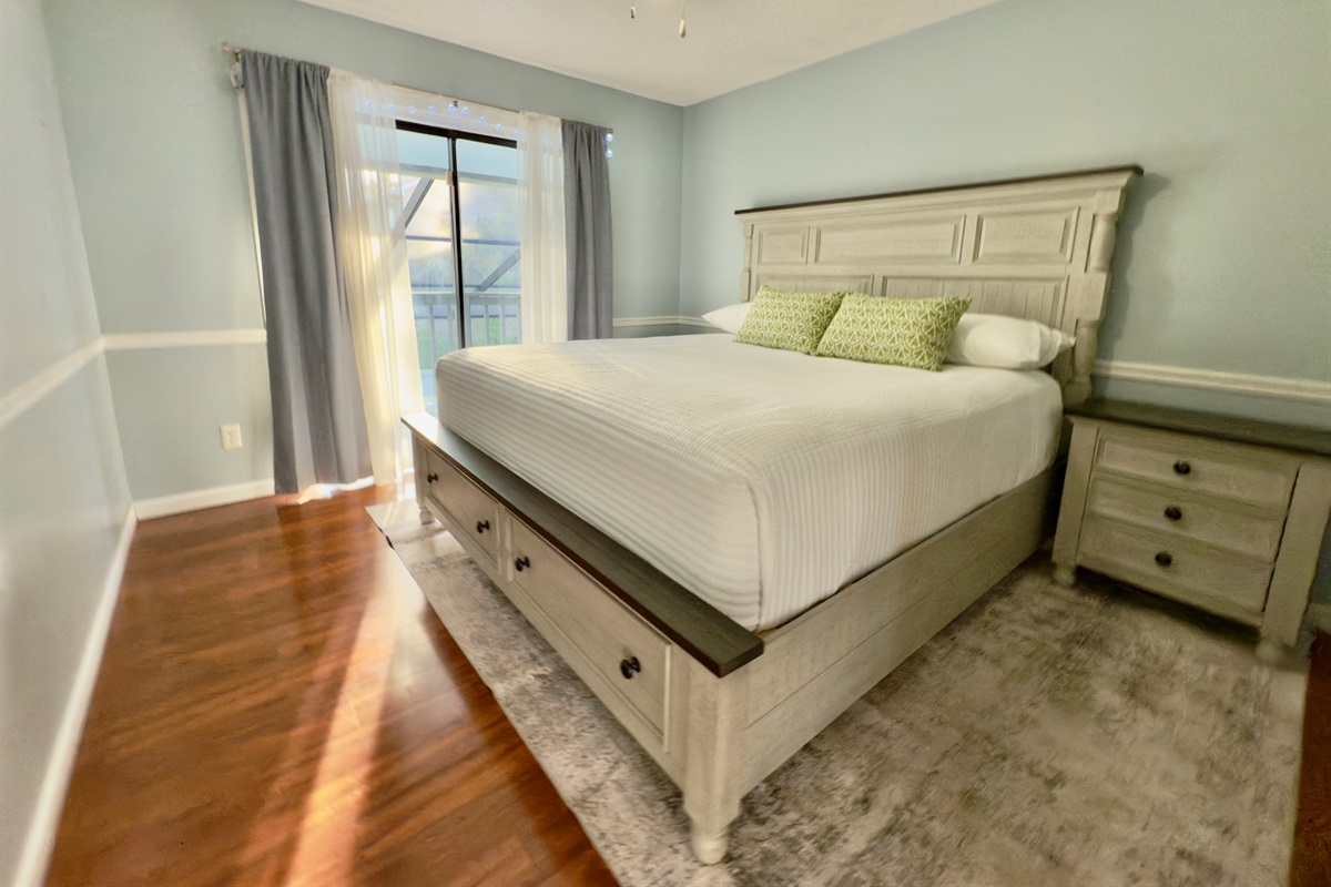 This beautifully styled bedroom offers a perfect blend of comfort and elegance, making it a restful escape after a day of adventure or relaxation.