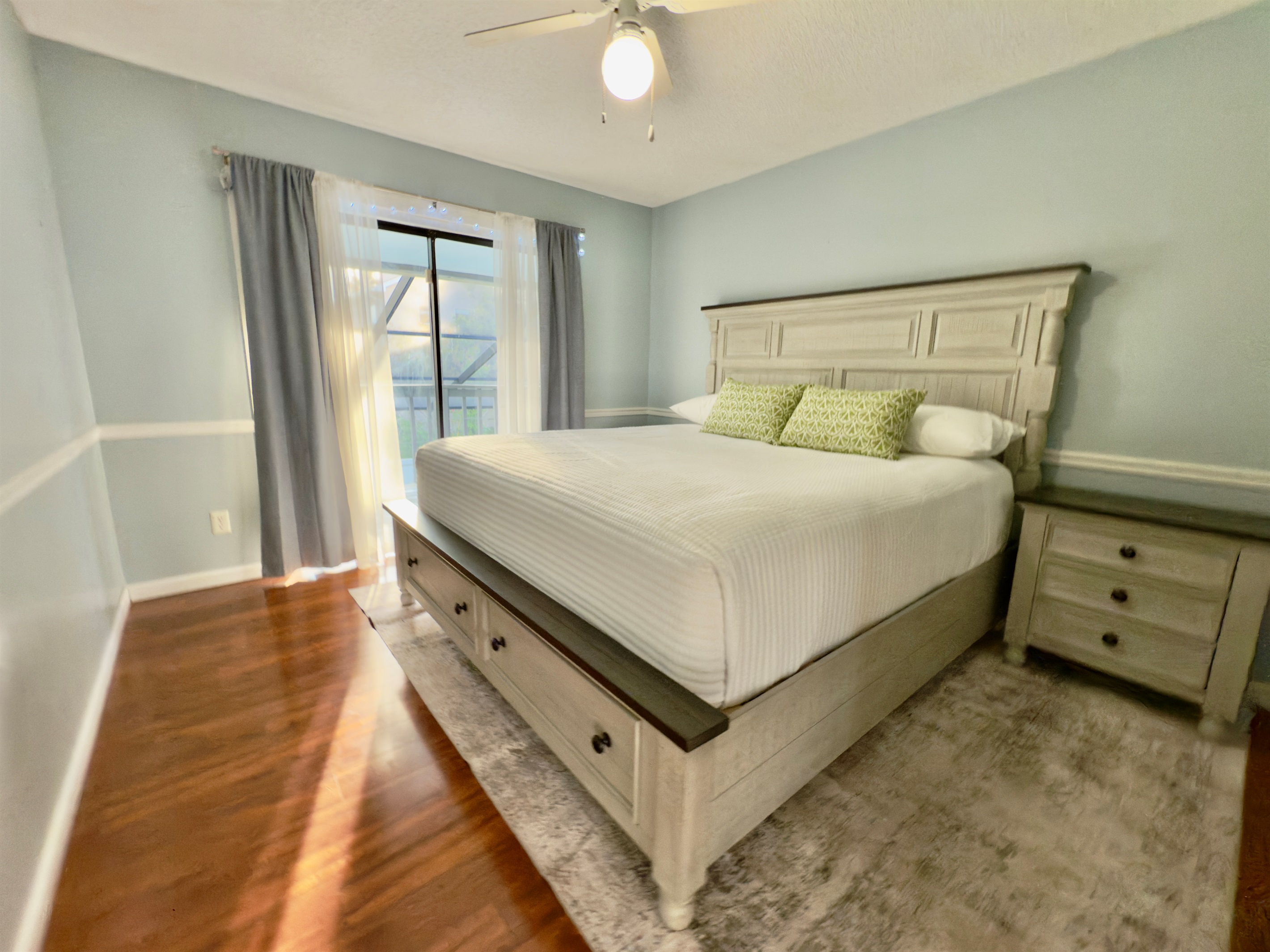 This beautifully styled bedroom offers a perfect blend of comfort and elegance, making it a restful escape after a day of adventure or relaxation.