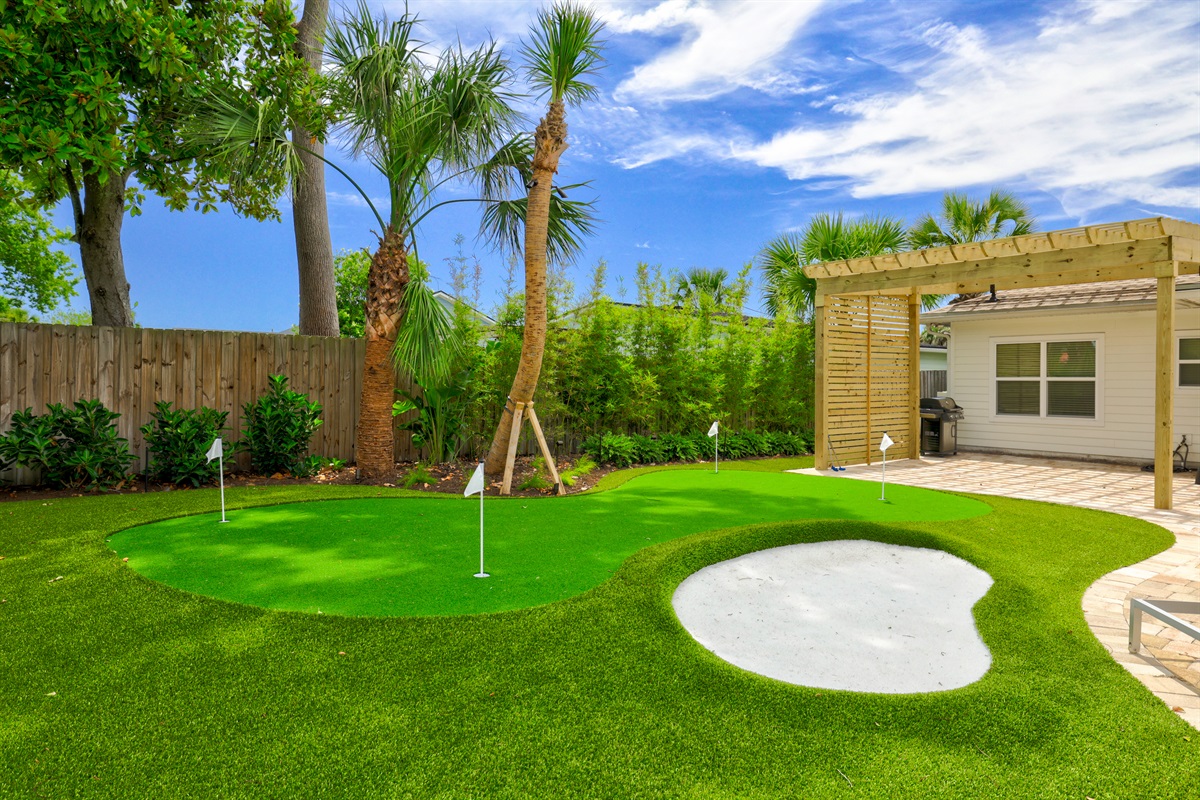 Expansive backyard with play space for all