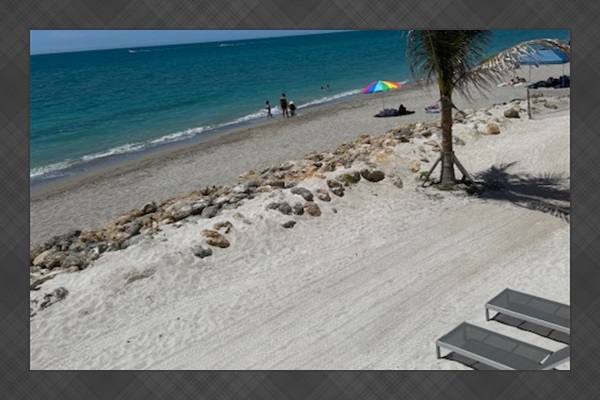 Upper floor view of our private beach & walkway and the Gulf