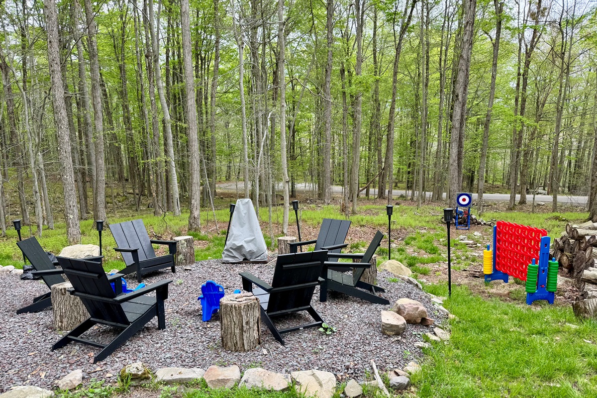 “Summer setup ready — s’mores, lawn games, and late-night laughter.”