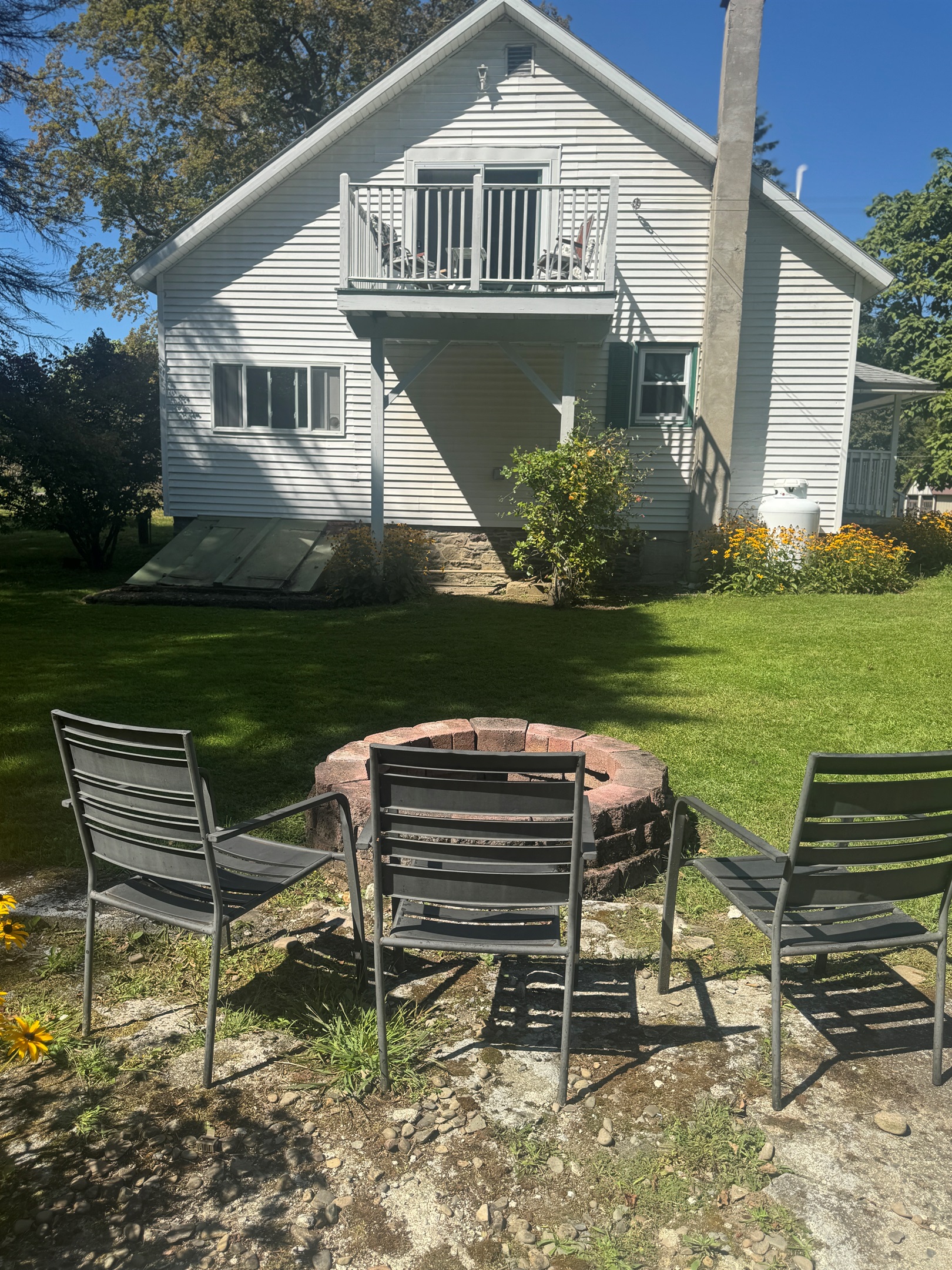Fire pit in the backyard