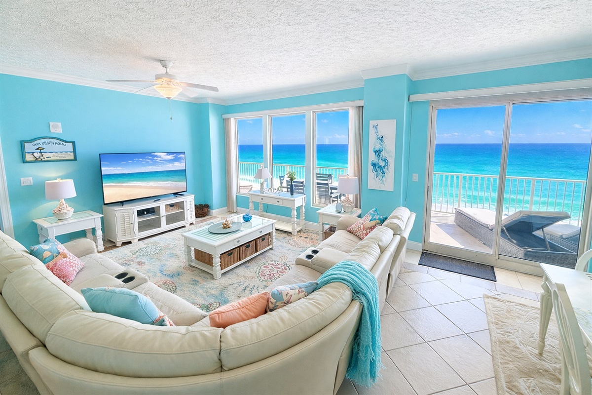 Large living room with ocean view!