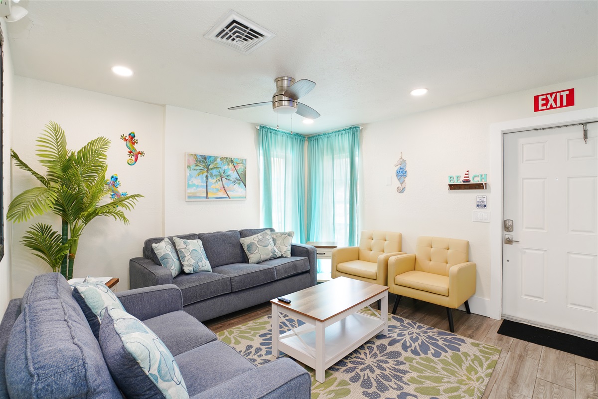 Second Living room with smart TV allows guests to spread out.